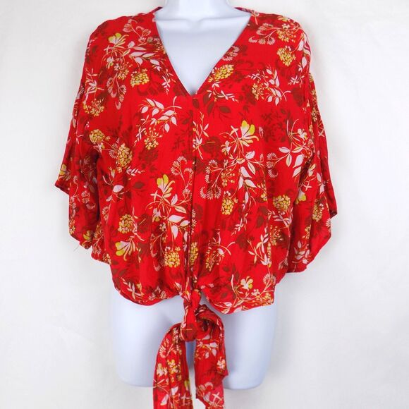 Polly Esther Top Small Flowy Boho Retro Festival Cottage Bold (BUNDLE PRICE $6) - Picture 1 of 4